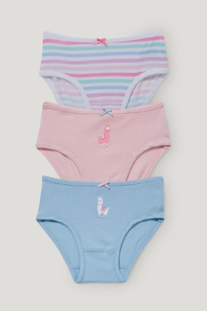 C&A Multipack Of 3 Briefs Organic Bomull Underkläder Tjej Ljusblå | EJRNU-1784