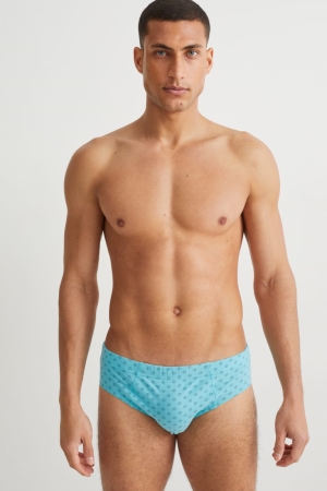 C&A Multipack Of 3 Briefs Organic Bomull Underkläder Herr Blå Grå | MXFIE-9365