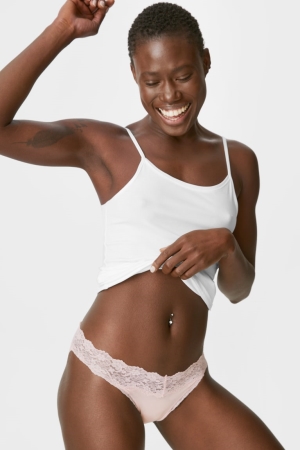 C&A Multipack Of 3 Briefs Organic Bomull Underkläder Dam Grå Rosa | THZJI-3594