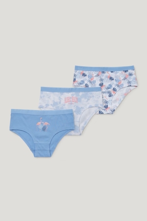 C&A Multipack Of 3 Briefs Organic Bomull Underkläder Tjej Ljusblå | WBICE-9605