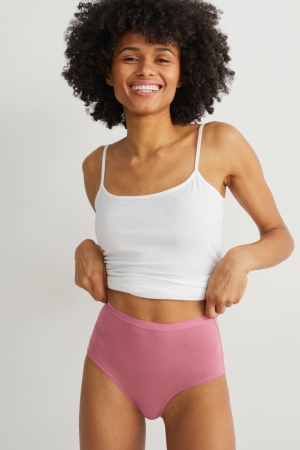 C&A Multipack Of 3 Briefs Organic Bomull Underkläder Dam Mörkrosa | WVFIH-2697