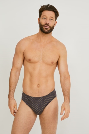 C&A Multipack Of 3 Briefs Organic Bomull Underkläder Herr Grå Gula | XKQLF-7936