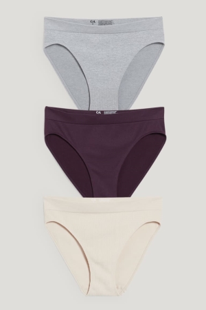 C&A Multipack Of 3 Briefs Seamless Lycra® Underkläder Dam Ljusbeige | OAIXH-6718