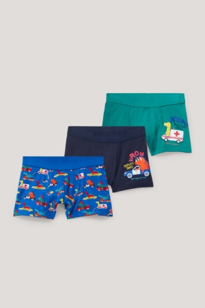 C&A Multipack Of 3 Dinosaur Boxer Organic Bomull Underkläder Pojke Gröna | KMVOU-6753