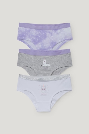 C&A Multipack Of 3 Hipster Briefs Organic Bomull Underkläder Tjej Ljuslila | FQRSN-8316