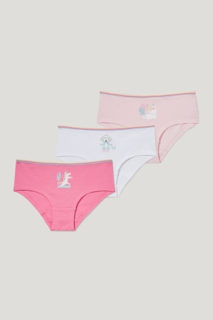 C&A Multipack Of 3 Hipster Briefs Organic Bomull Underkläder Tjej Rosa | GENKV-5236