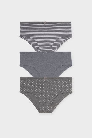 C&A Multipack Of 3 Hipster Briefs Organic Bomull Underkläder Tjej Grå | GYLKQ-2367