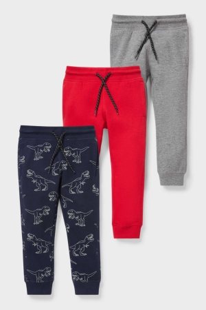 C&A Multipack Of 3 Joggers Långbyxor Pojke Röda Blå | DRHKS-7864
