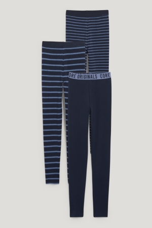 C&A Multipack Of 3 Long Pants Organic Bomull Underkläder Pojke Mörkblå | FWPTB-5482