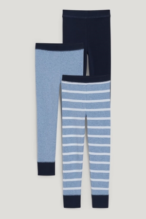 C&A Multipack Of 3 Long Pants Organic Bomull Underkläder Pojke Mörkblå | MOUVL-4350