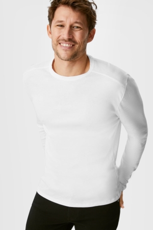 C&A Multipack Of 3 Long Sleeve Organic Bomull Blast Herr Vita | IPBQK-0451