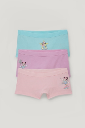 C&A Multipack Of 3 Minnie Mouse Organic Bomull Underkläder Tjej Rosa Turkos | WJGMB-8647