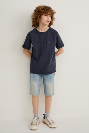 C&A Multipack Of 3 Sleeve T-shirt Pojke Mörkblå | NPSQH-2510