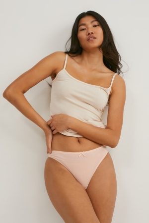 C&A Multipack Of 3 String Lycra® Underkläder Dam Beige | PYFKZ-8624