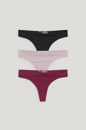 C&A Multipack Of 3 String Seamless Lycra® Underkläder Dam Lila | FCKOB-6193