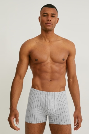 C&A Multipack Of 3 Trunks Organic Bomull Lycra® Randig Underkläder Herr Ljusgrå | BIECM-5917