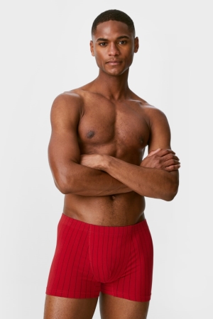 C&A Multipack Of 3 Trunks Organic Bomull Lycra® Underkläder Herr Röda Mörkblå | GACVM-0451