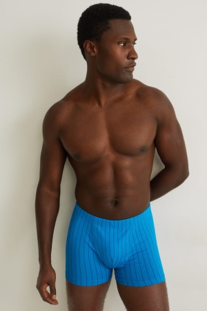 C&A Multipack Of 3 Trunks Organic Bomull Lycra® Randig Underkläder Herr Blå | PASJY-6734