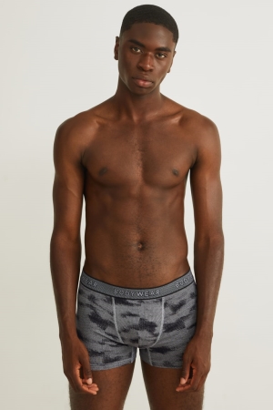 C&A Multipack Of 3 Trunks Organic Bomull Lycra® Underkläder Herr Mörkblå Grå | PJVQG-0621
