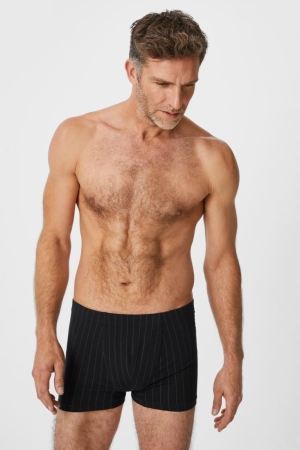 C&A Multipack Of 3 Trunks Organic Bomull Randig Underkläder Herr Svarta | SVGDW-6921