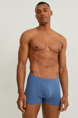 C&A Multipack Of 3 Trunks Organic Bomull Lycra® Randig Underkläder Herr Blå Ljusblå | ZXNHI-8327