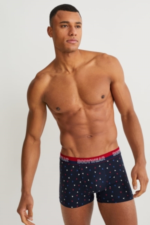 C&A Multipack Of 3 Trunks With Organic Bomull Underkläder Herr Röda Blå | GPFDB-7132