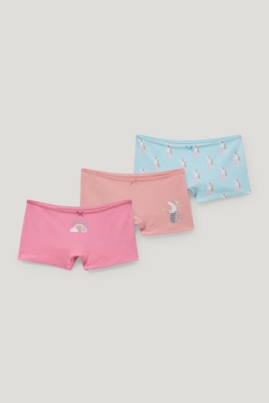 C&A Multipack Of 3 Unicorn Organic Bomull Underkläder Tjej Rosa | LQGUZ-5071