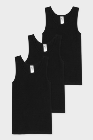 C&A Multipack Of 3 Vest Organic Bomull Underkläder Tjej Svarta | LOHVX-0612
