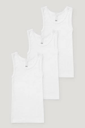 C&A Multipack Of 3 Vest Organic Bomull Underkläder Tjej Vita | MFUSG-5041