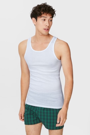 C&A Multipack Of 3 Vest Organic Bomull Underkläder Herr Vita | MURHF-4167