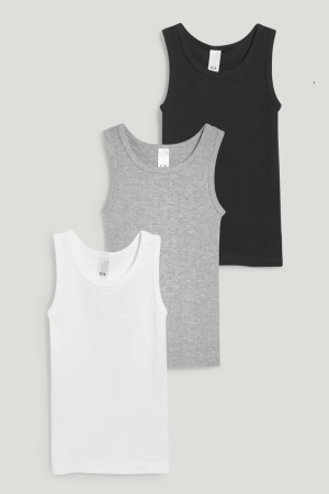 C&A Multipack Of 3 Vest Organic Bomull Underkläder Pojke Mörkblå | WRQFY-7894