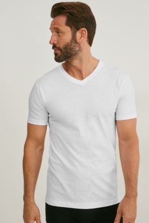 C&A Multipack Of 3 Vest Seamless Organic Bomull Underkläder Herr Vita | GAPYD-0625