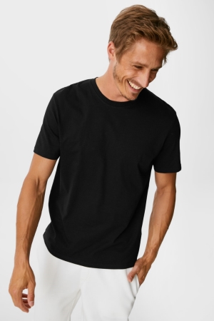 C&A Multipack Of 5Organic Bomull T-shirt Herr Svarta | DONRS-4716