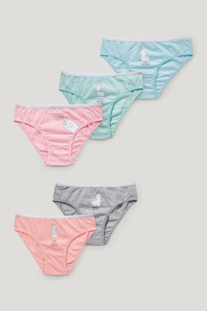 C&A Multipack Of 5 Briefs Organic Bomull Underkläder Tjej Ljusblå | GHNDM-9850