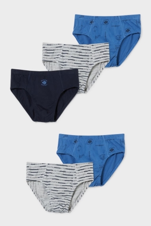 C&A Multipack Of 5 Briefs Organic Bomull Underkläder Pojke Blå Grå | MXLRA-7156