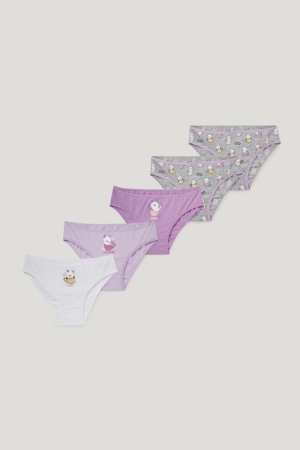C&A Multipack Of 5 Briefs Organic Bomull Underkläder Tjej Lila | TWCZM-0395