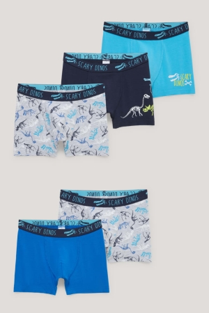 C&A Multipack Of 5 Dinosaur Boxer Organic Bomull Underkläder Pojke Mörkblå | PBFMZ-7906