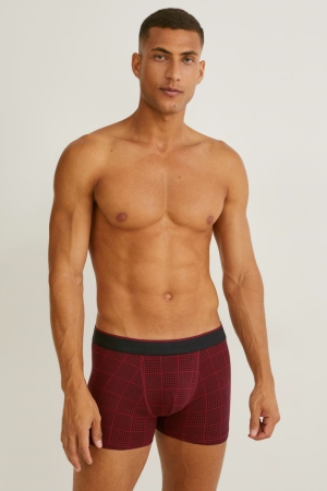 C&A Multipack Of 5 Trunks Organic Bomull Lycra® Underkläder Herr Röda Mörkblå | VWHIM-7203