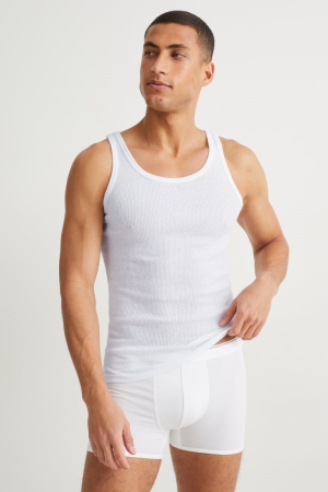 C&A Multipack Of 5 Vest Double Rib Organic Bomull Underkläder Herr Vita | VSEUJ-3968