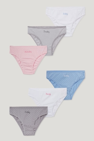 C&A Multipack Of 6 Briefs Organic Bomull Underkläder Tjej Vita Rosa | DQJBW-1385