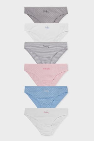 C&A Multipack Of 6 Briefs Organic Bomull Underkläder Tjej Vita | OFZPD-2794