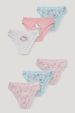 C&A Multipack Of 6 Hello Kitty Briefs Organic Bomull Underkläder Tjej Vita Rosa | AMURG-5231