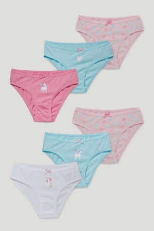 C&A Multipack Of 6 Unicorn Briefs Organic Bomull Underkläder Tjej Ljusturkos | TRJBV-9725