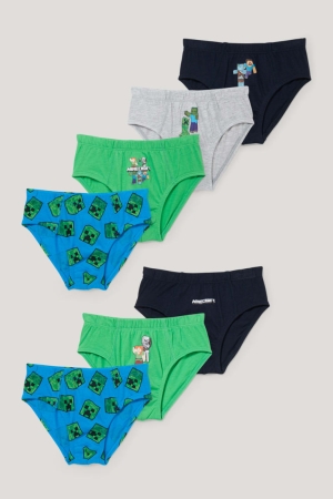C&A Multipack Of 7 Minecraft Briefs Organic Bomull Underkläder Pojke Svarta | VPYBR-9314