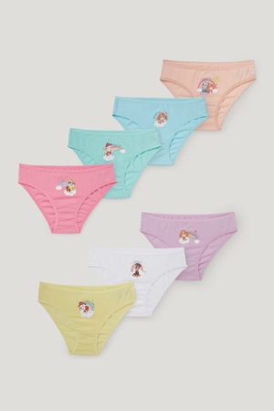 C&A Multipack Of 7 Paw Patrol Briefs Organic Bomull Underkläder Tjej Vita Gula | OLSIA-9568