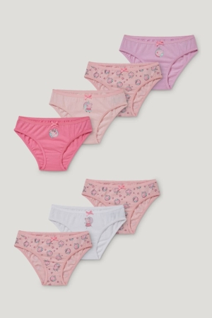 C&A Multipack Of 7 Peppa Pig Briefs Organic Bomull Underkläder Tjej Rosa | RXZMN-5079