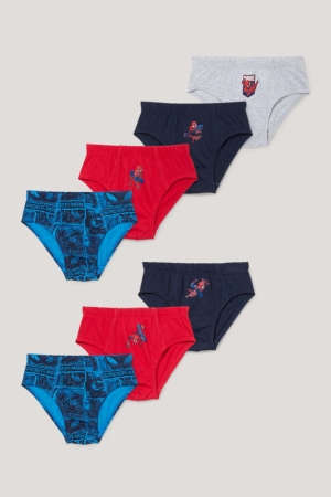 C&A Multipack Of 7 Spider-man Briefs Organic Bomull Underkläder Pojke Röda | XIFRT-2860