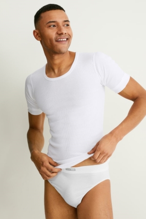 C&A Multipack Of Vest Double Rib Organic Bomull Underkläder Herr Vita | IRPTK-7689