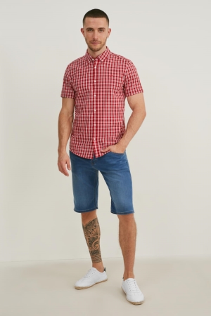 C&A Mustang Denim Bermuda Chicago Shorts Herr Blå Ljusblå | KXNQA-1743