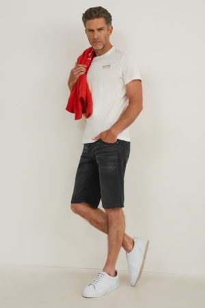 C&A Mustang Denim Chicago Shorts Herr Blå Grå | XWHVA-2789